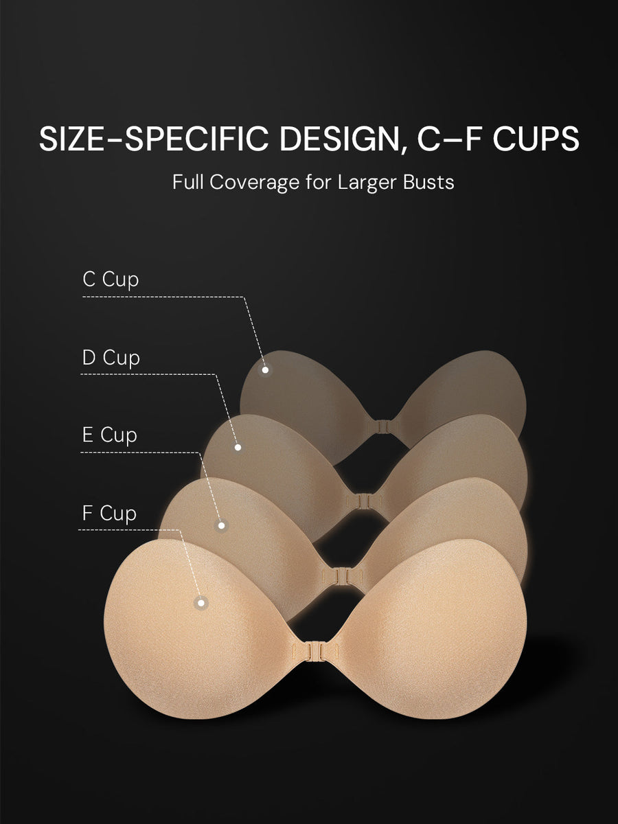 A-E cup adhesive bra coverage