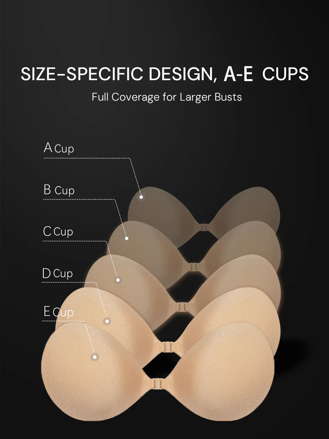 EUR and US cup adhesive bra sizing